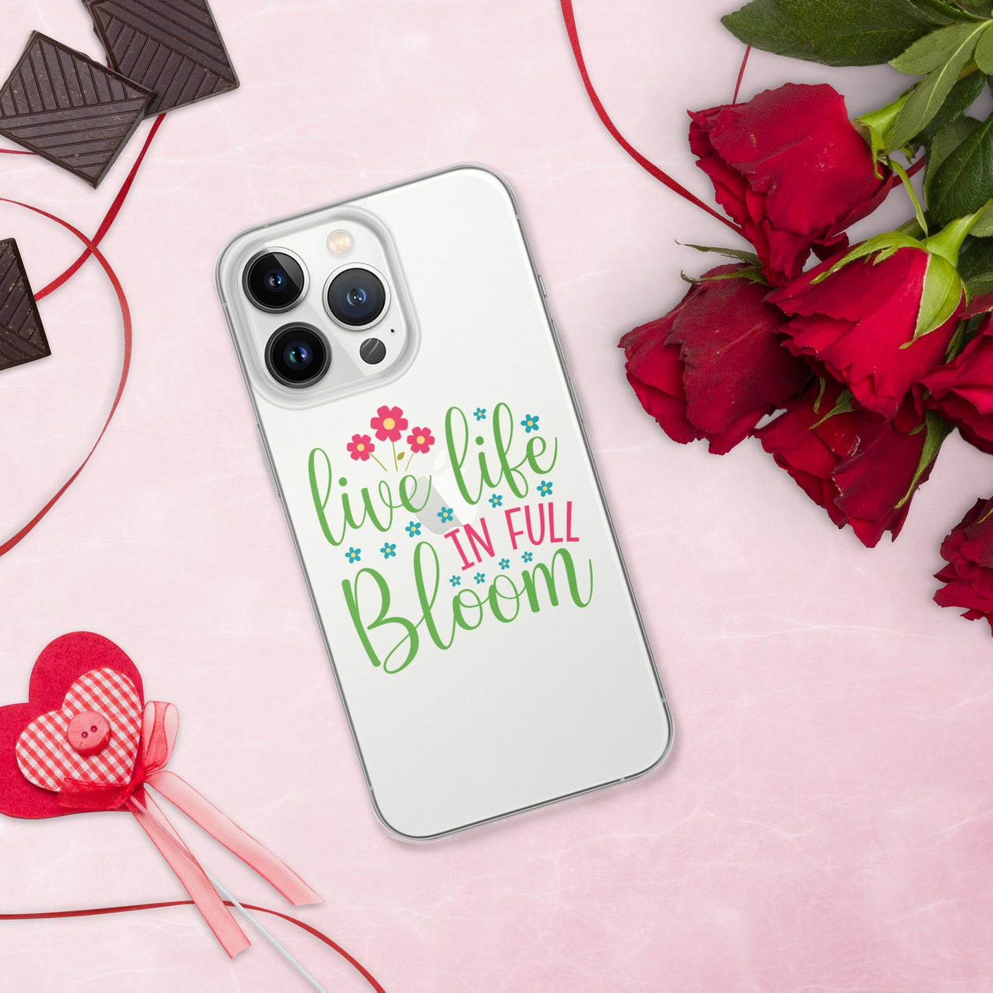 Live Life in Full Bloom Clear Case Cover for iPhone®
