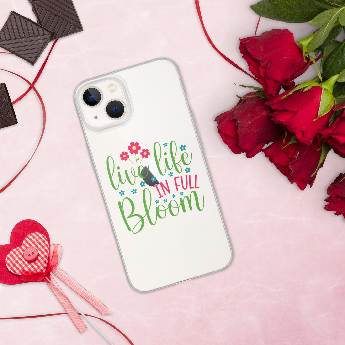 Live Life in Full Bloom Clear Case Cover for iPhone®