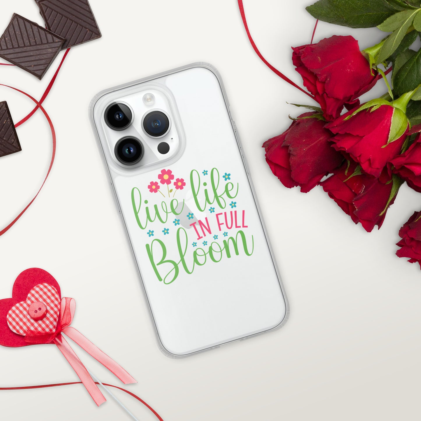 Live Life in Full Bloom Clear Case Cover for iPhone®