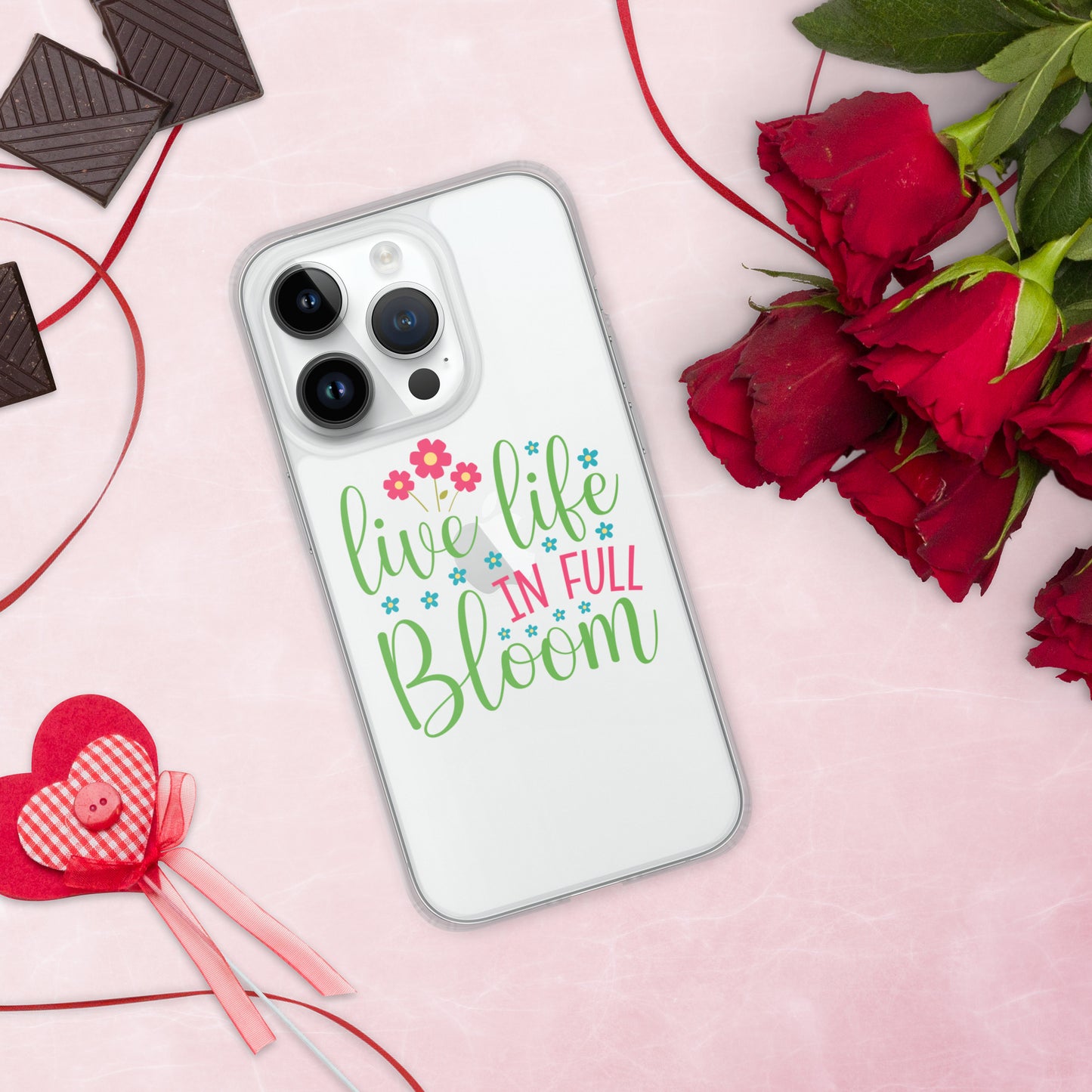 Live Life in Full Bloom Clear Case Cover for iPhone®