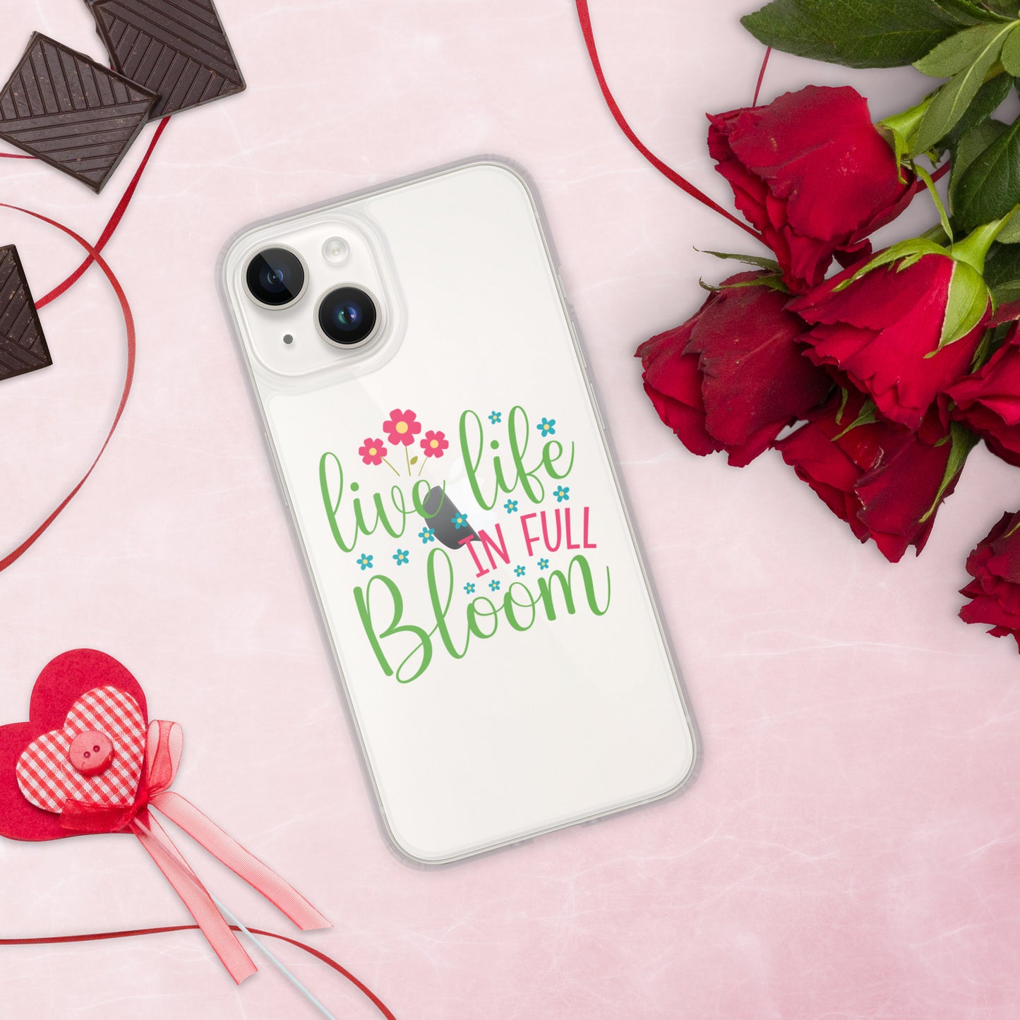 Live Life in Full Bloom Clear Case Cover for iPhone®