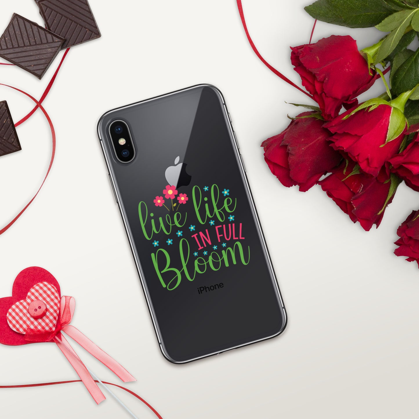 Live Life in Full Bloom Clear Case Cover for iPhone®