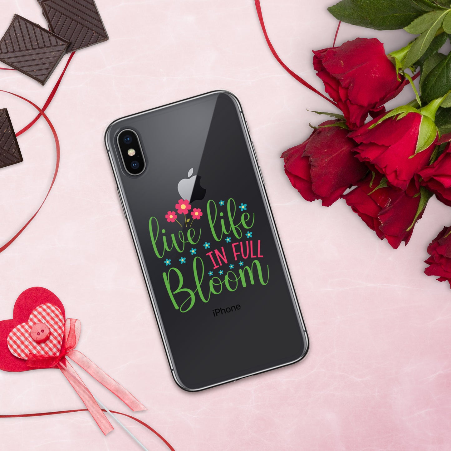 Live Life in Full Bloom Clear Case Cover for iPhone®