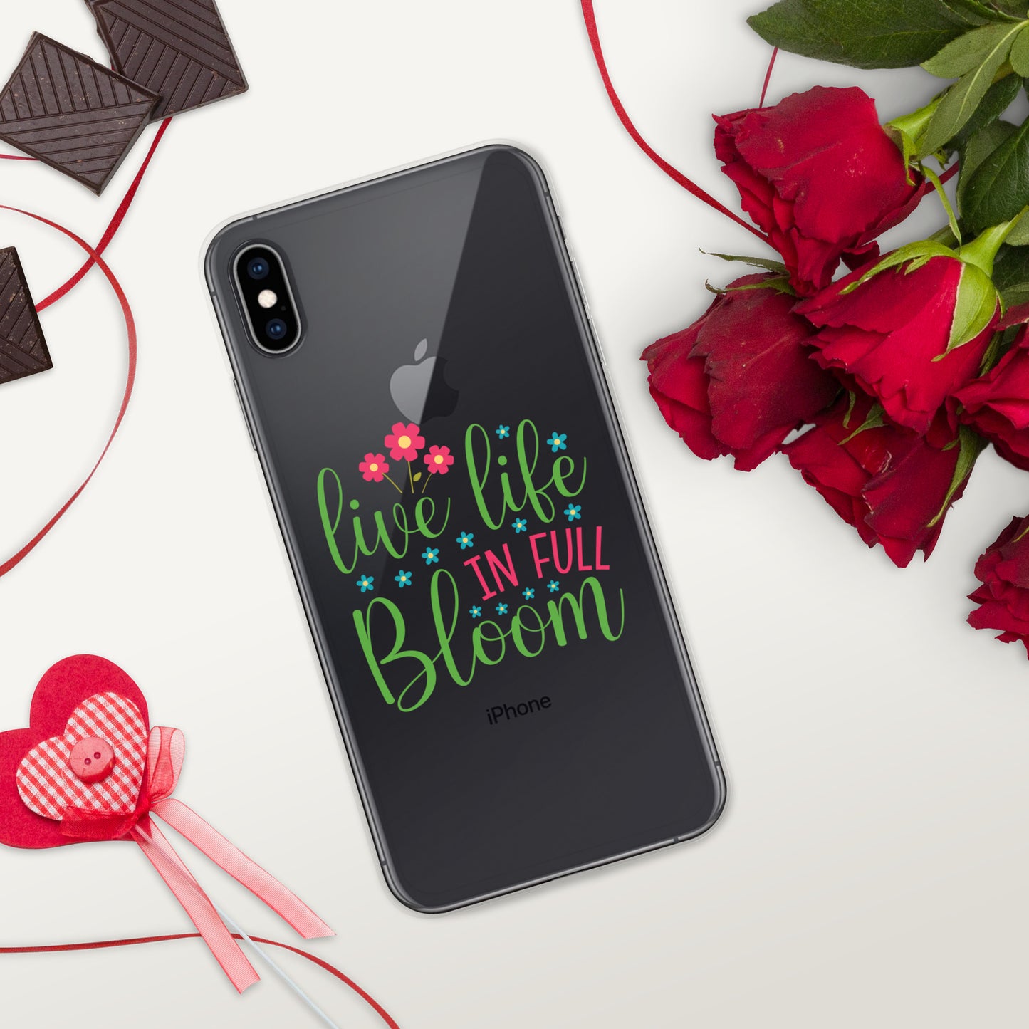 Live Life in Full Bloom Clear Case Cover for iPhone®