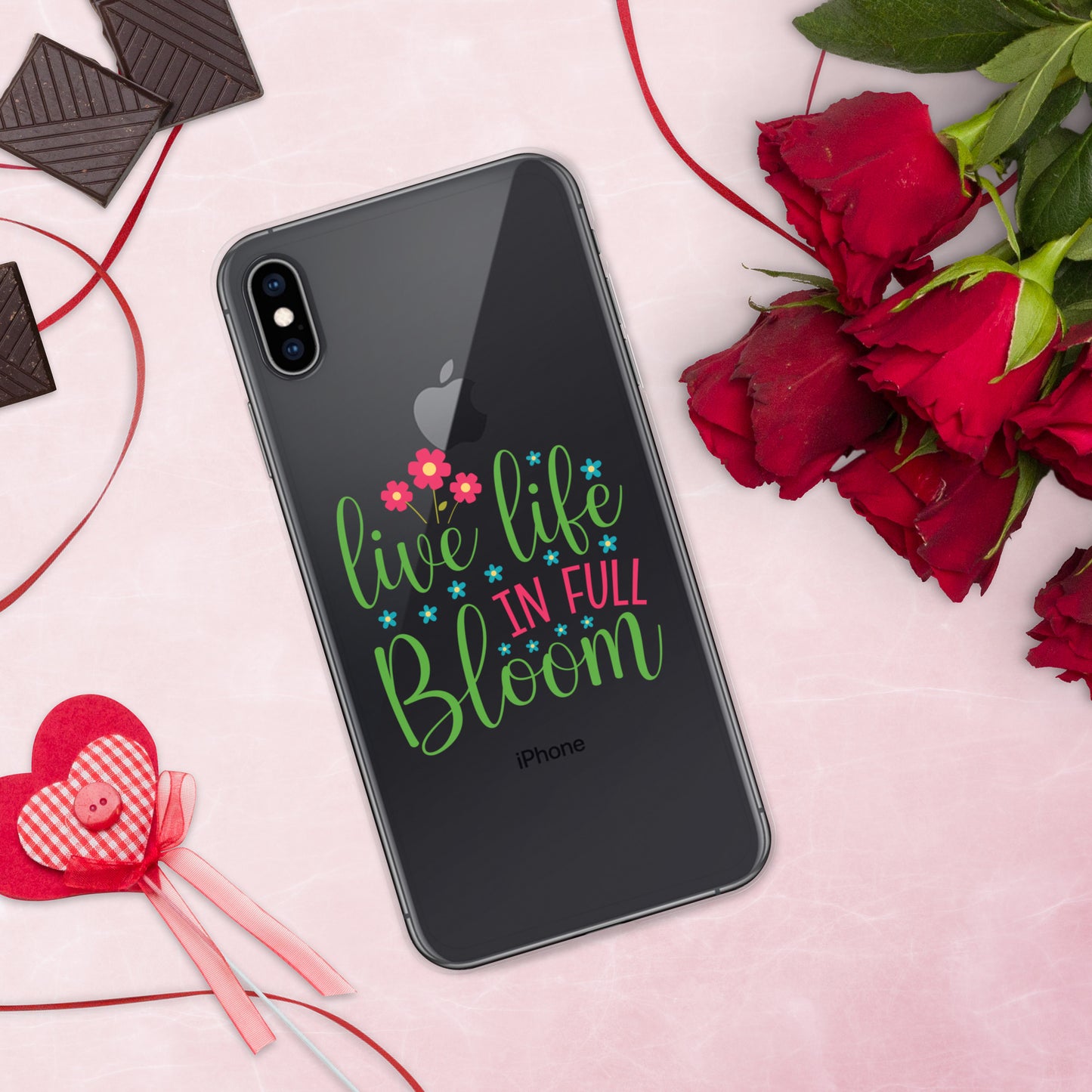 Live Life in Full Bloom Clear Case Cover for iPhone®
