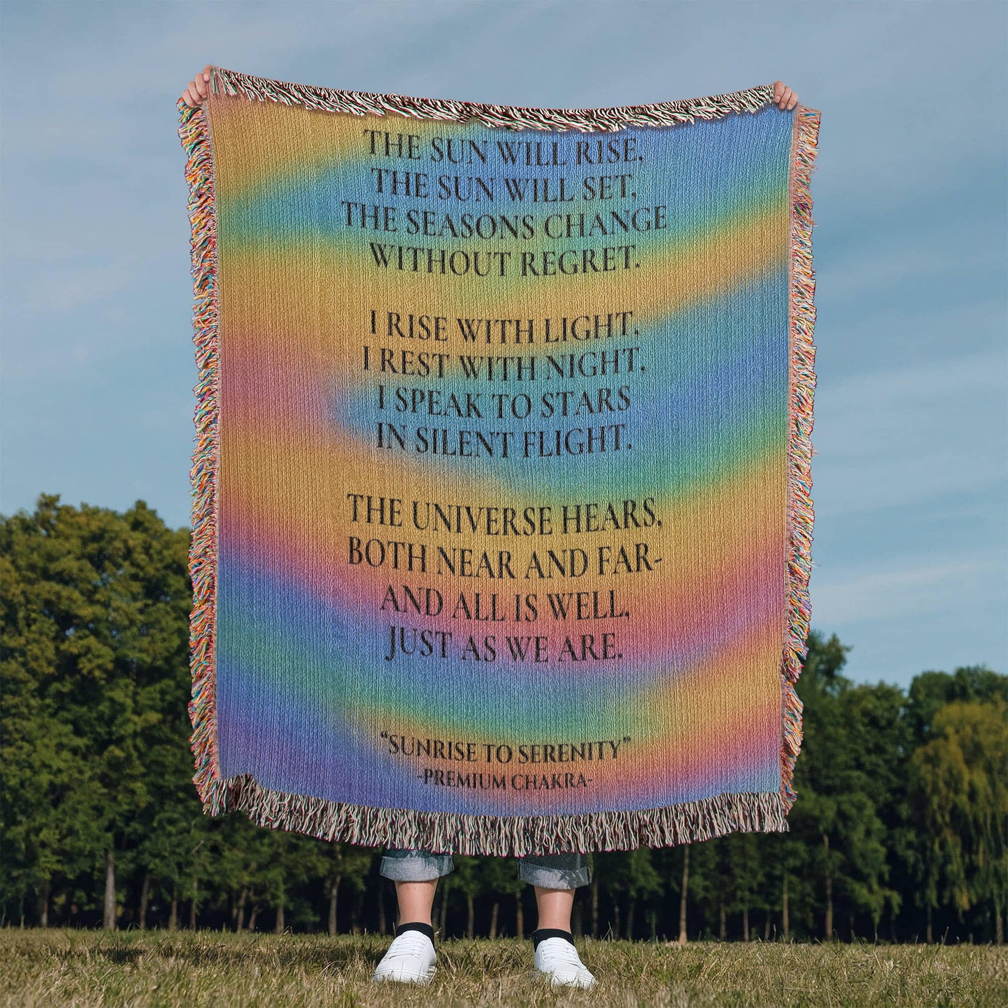 Sunrise to Serenity Photo Heirloom Woven Blanket (Portrait) of 100% Cotton