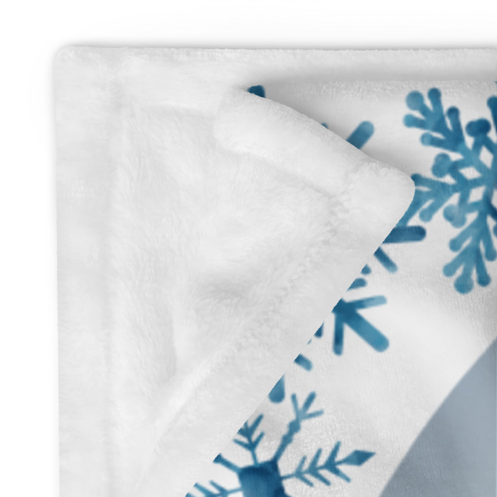 Bright Eyed Reindeer with Snowflakes Throw Blanket 50" x 60"