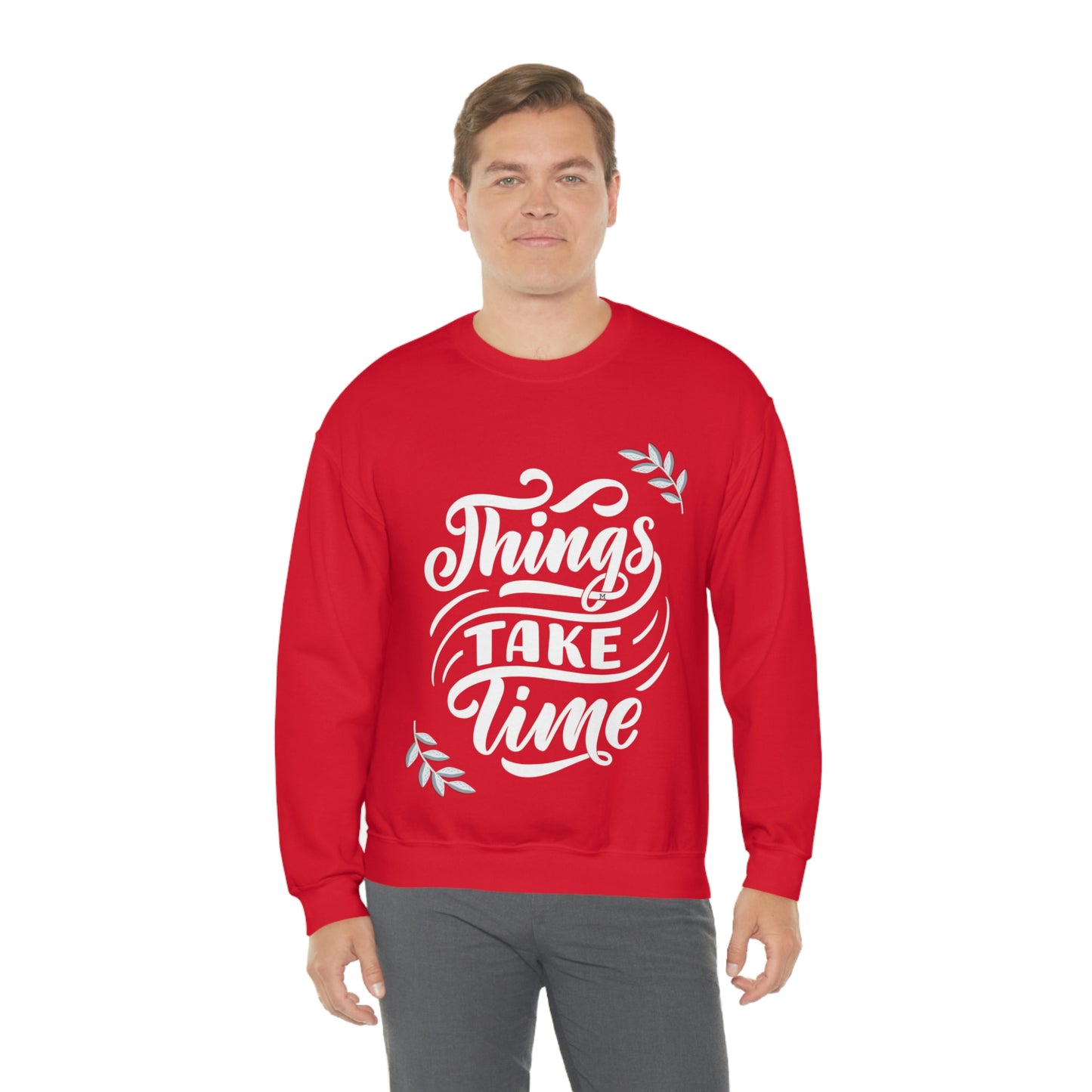 Things Take Time (with leaves) Unisex Heavy Blend™ Crewneck Sweatshirt