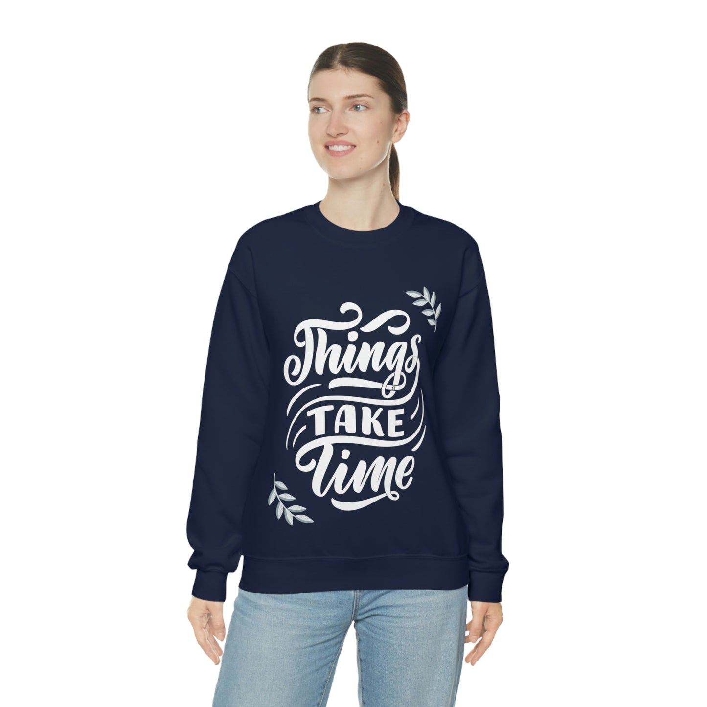 Things Take Time (with leaves) Unisex Heavy Blend™ Crewneck Sweatshirt
