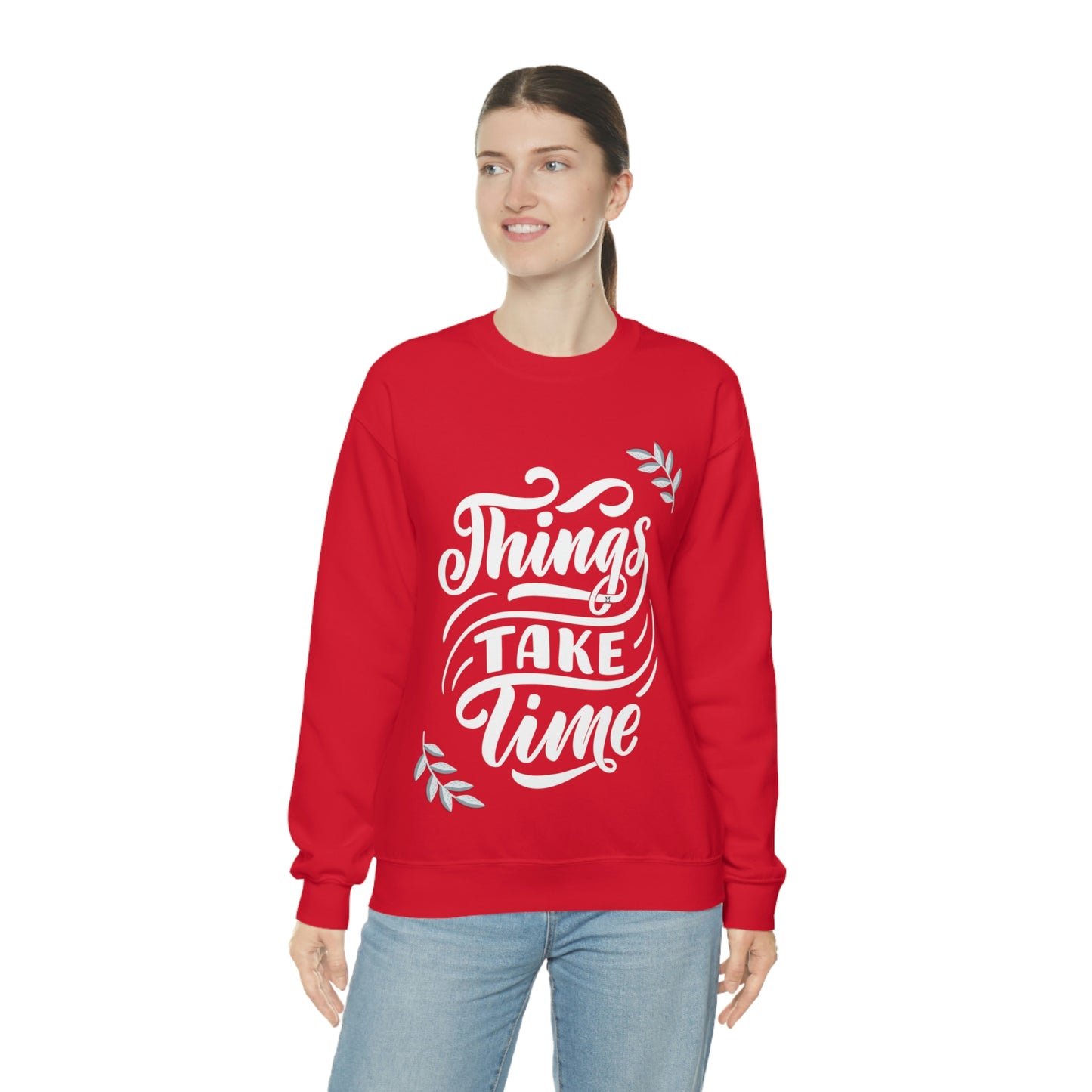 Things Take Time (with leaves) Unisex Heavy Blend™ Crewneck Sweatshirt