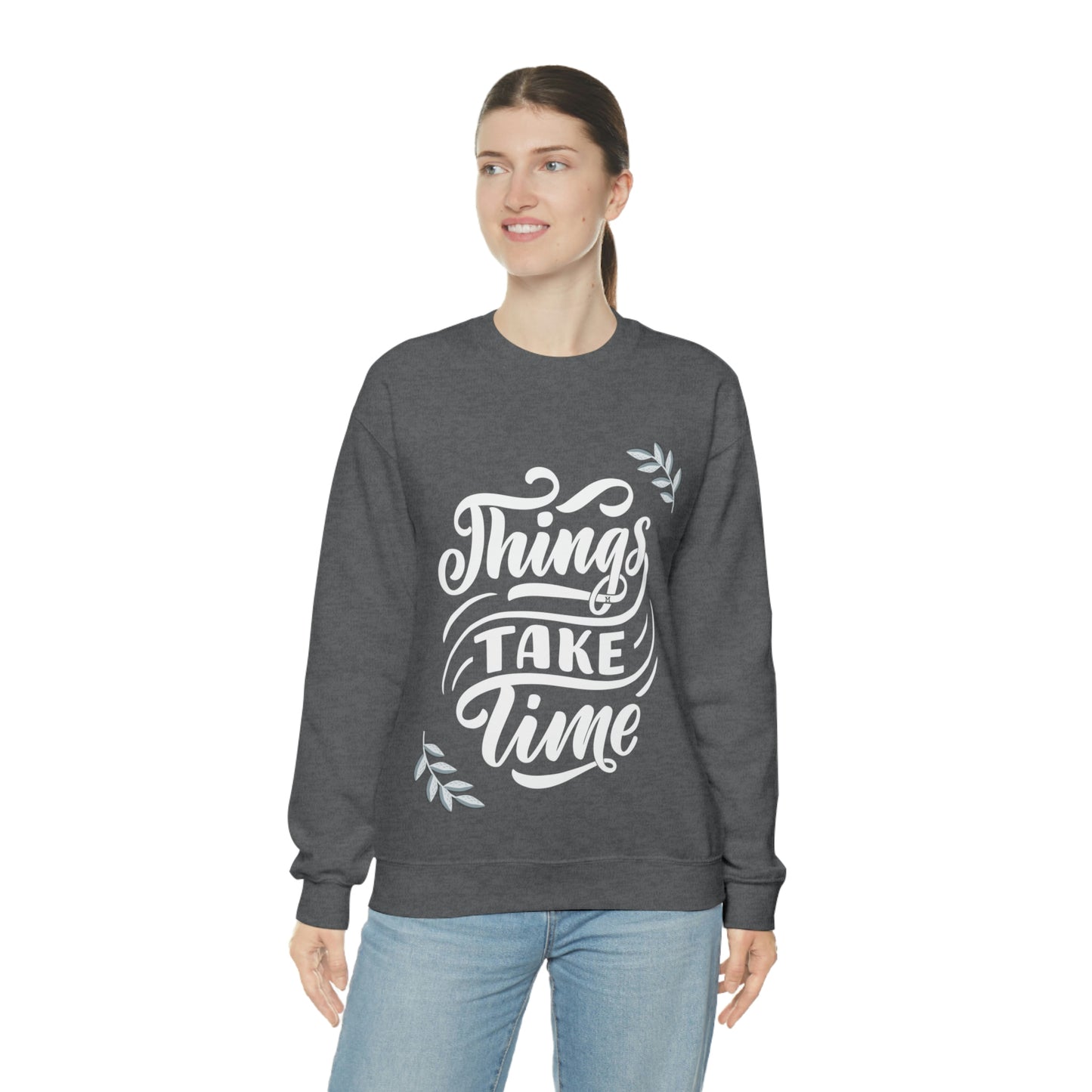 Things Take Time (with leaves) Unisex Heavy Blend™ Crewneck Sweatshirt