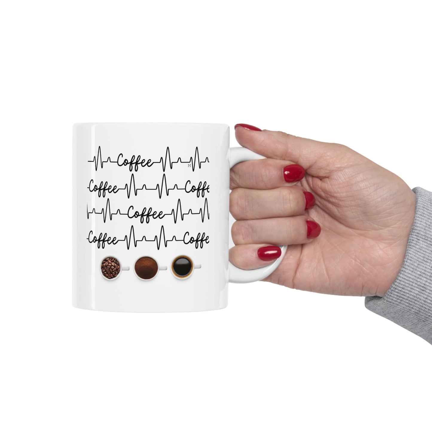Coffee Heartbeat with Coffee Cups MII Designs Ceramic Mug 11oz