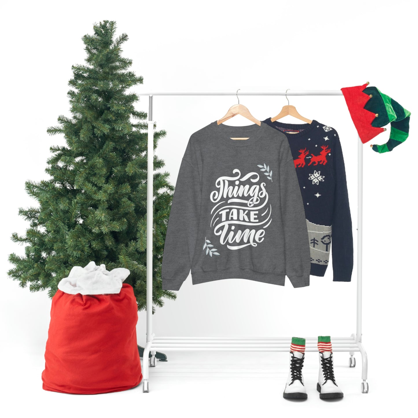 Things Take Time (with leaves) Unisex Heavy Blend™ Crewneck Sweatshirt