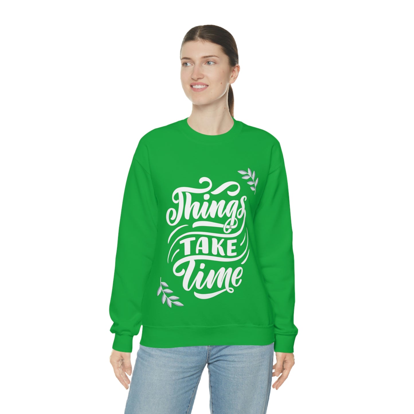 Things Take Time (with leaves) Unisex Heavy Blend™ Crewneck Sweatshirt