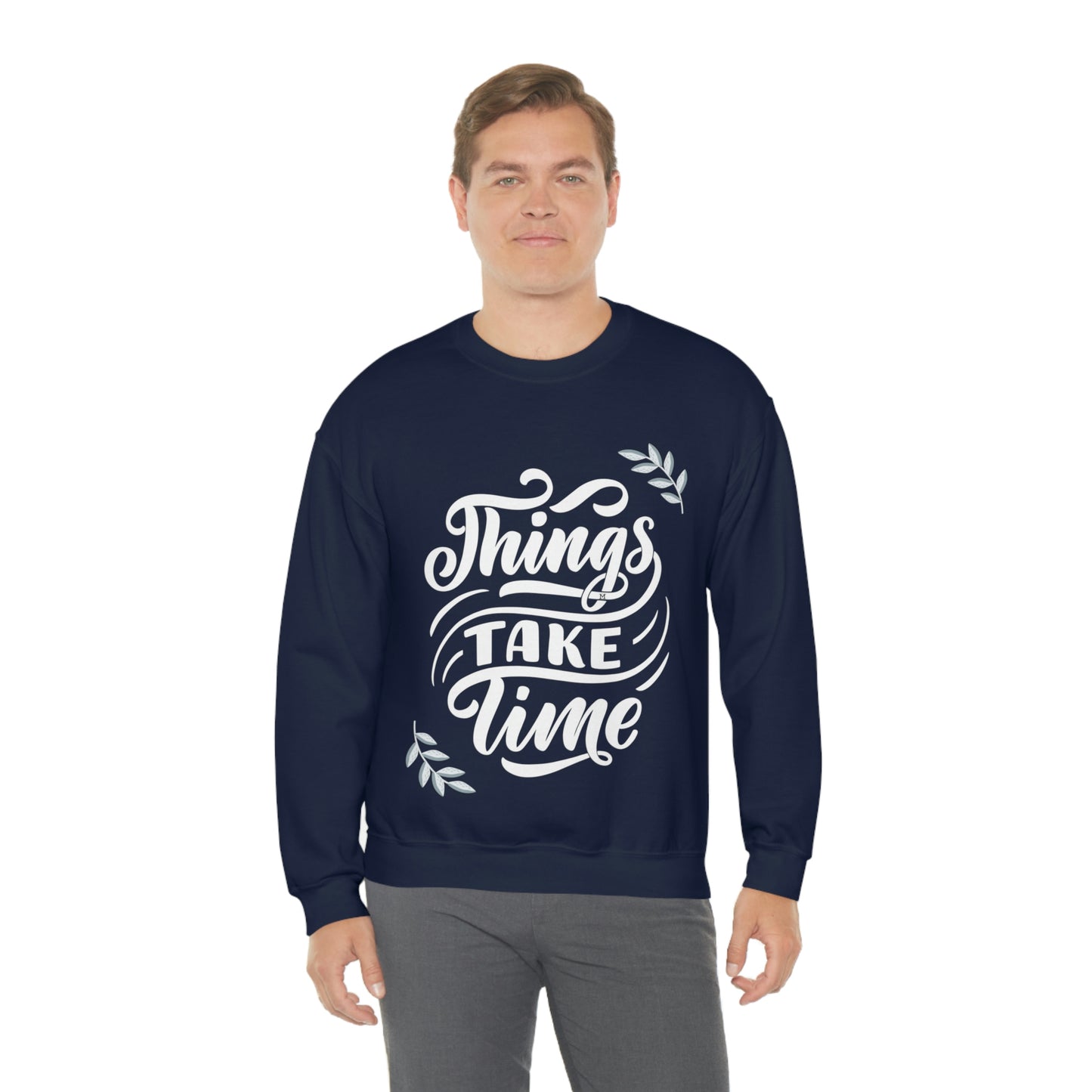 Things Take Time (with leaves) Unisex Heavy Blend™ Crewneck Sweatshirt