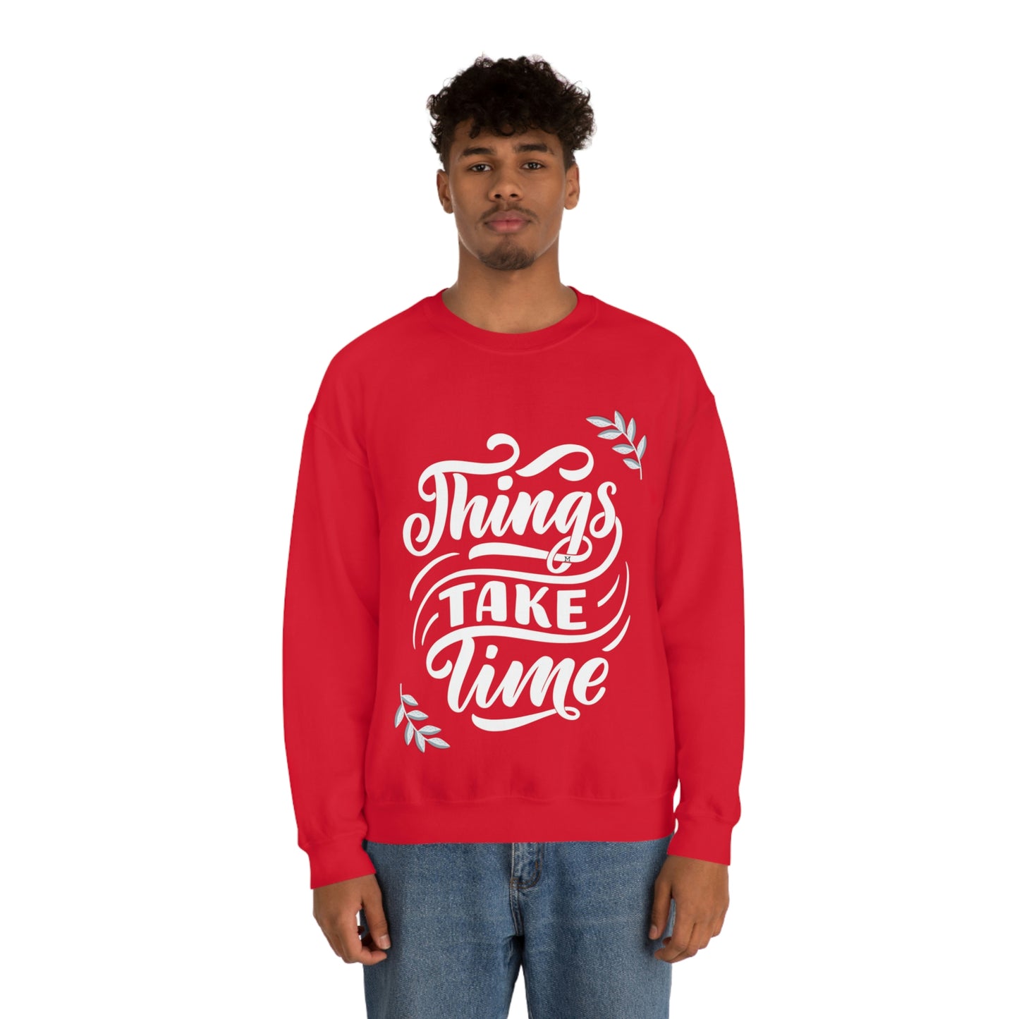 Things Take Time (with leaves) Unisex Heavy Blend™ Crewneck Sweatshirt