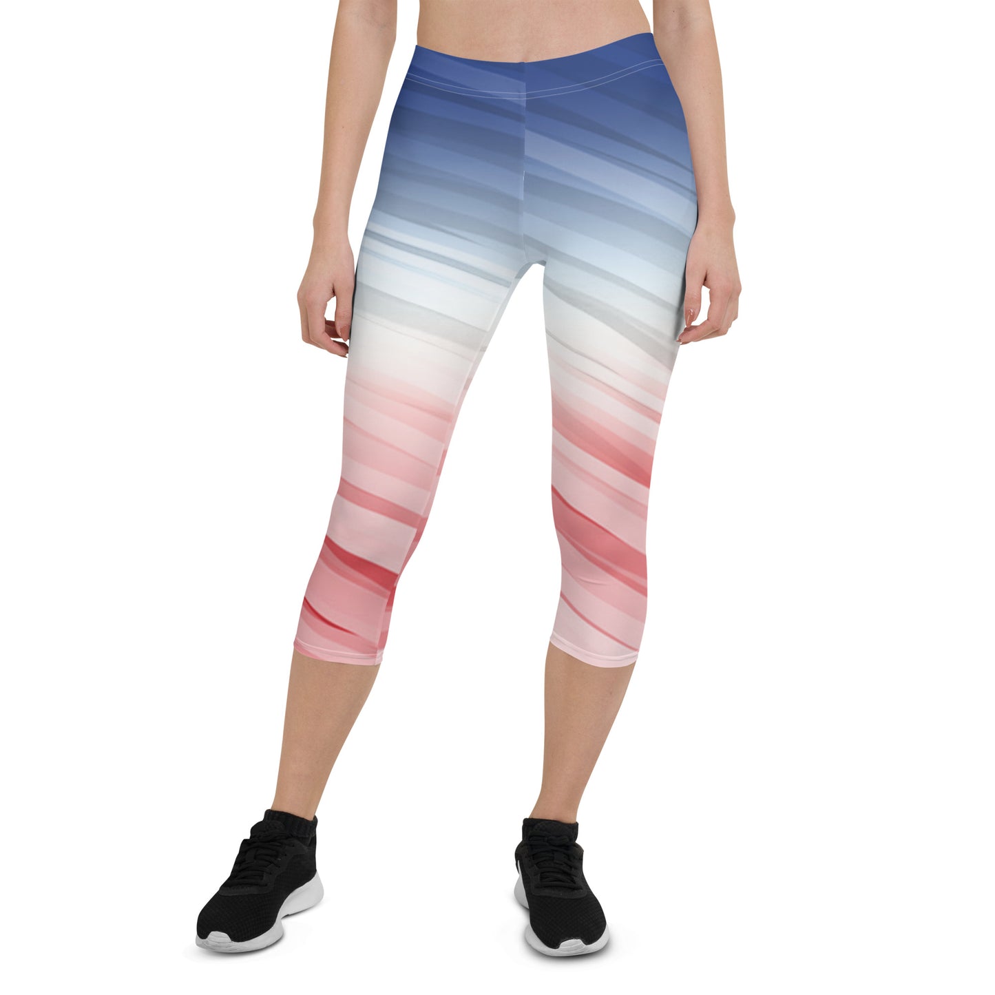 Red White Blue Brush Strokes MII Designs Capri Leggings