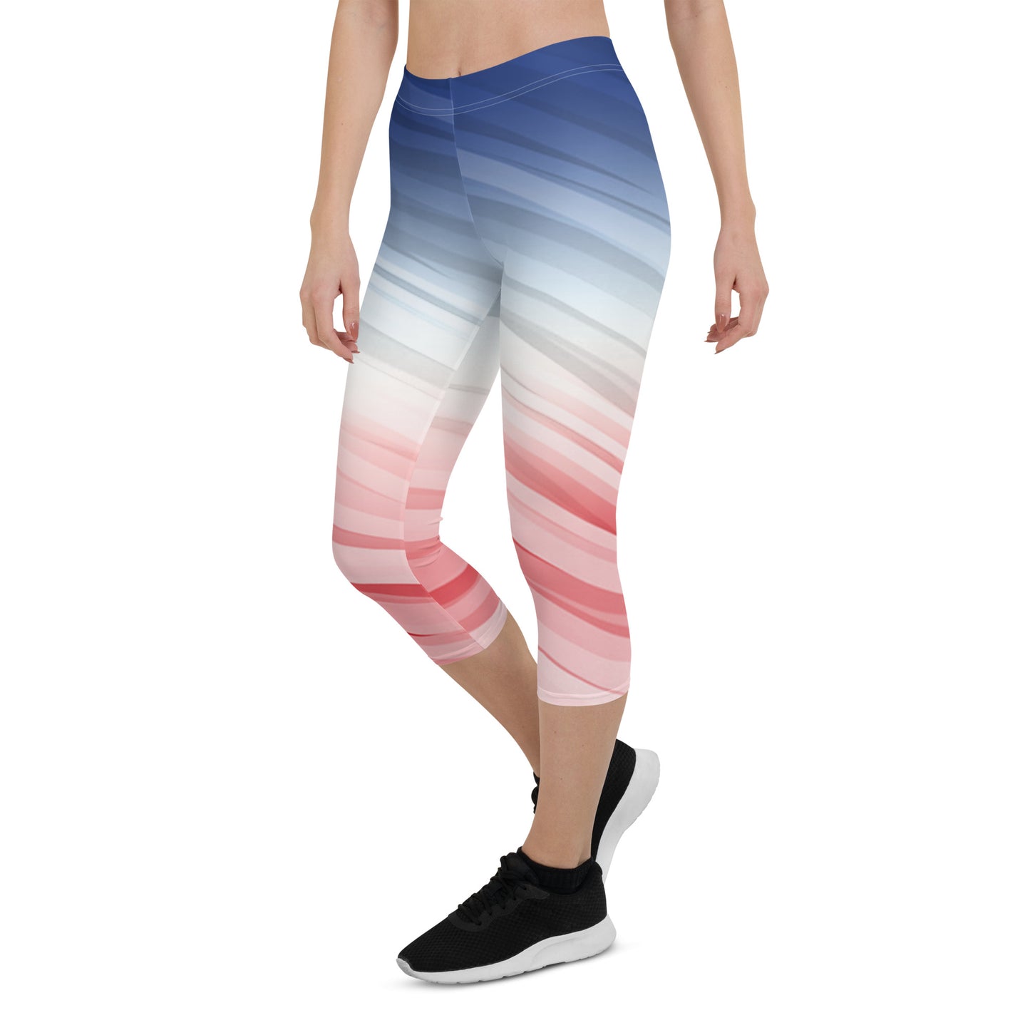 Red White Blue Brush Strokes MII Designs Capri Leggings