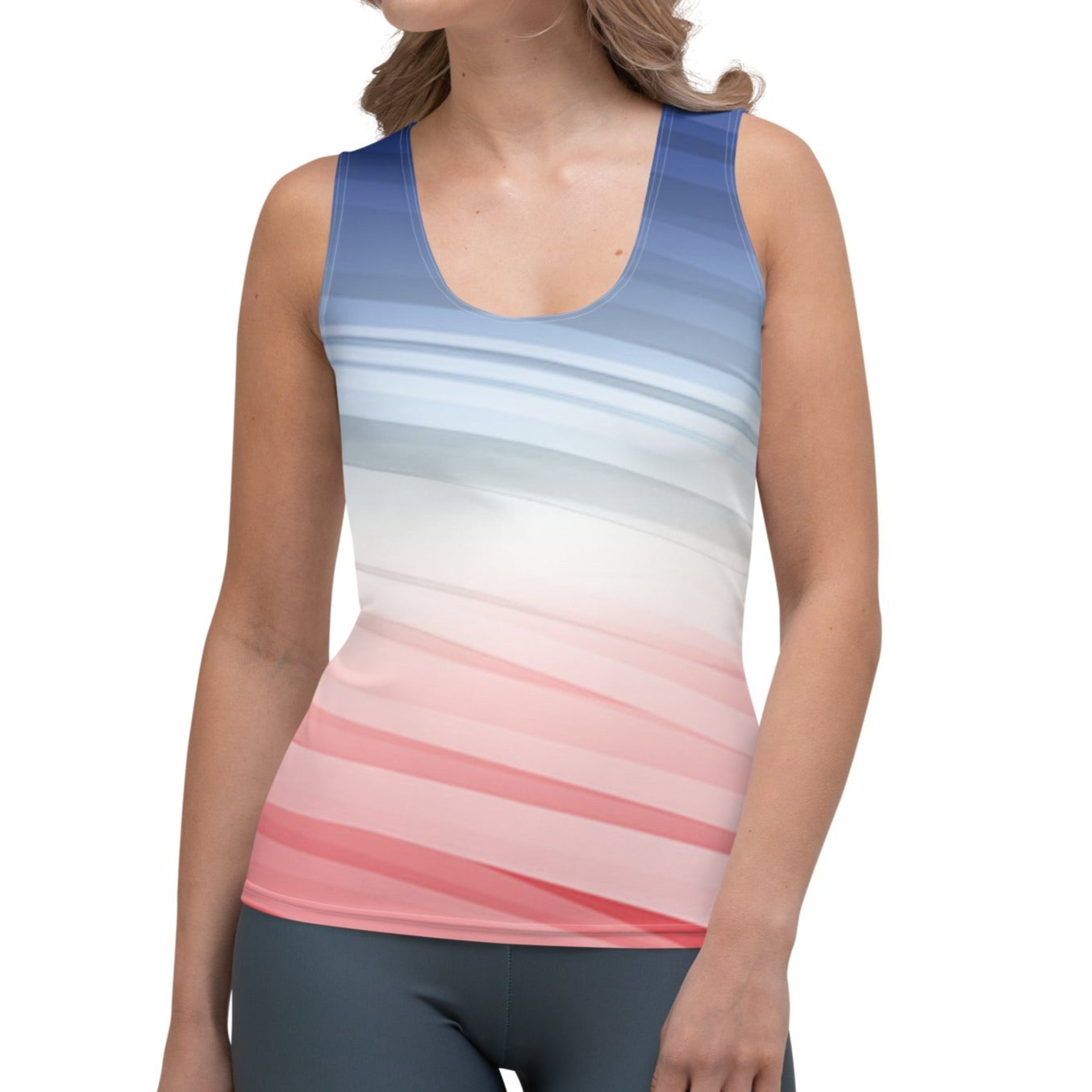Red White Blue Brush Strokes MII Designs Tank Top