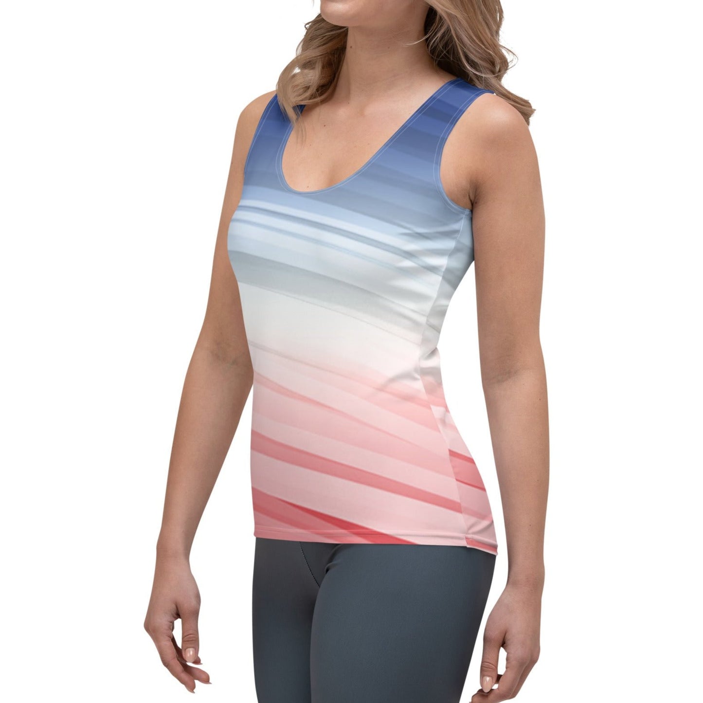 Red White Blue Brush Strokes MII Designs Tank Top