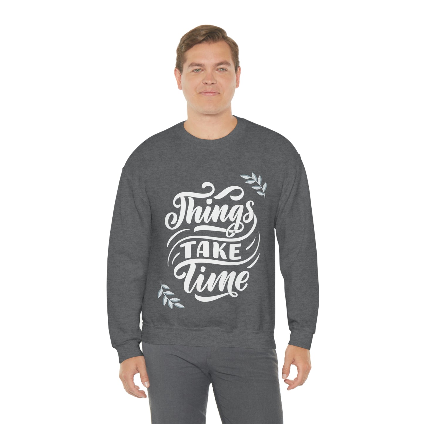 Things Take Time (with leaves) Unisex Heavy Blend™ Crewneck Sweatshirt