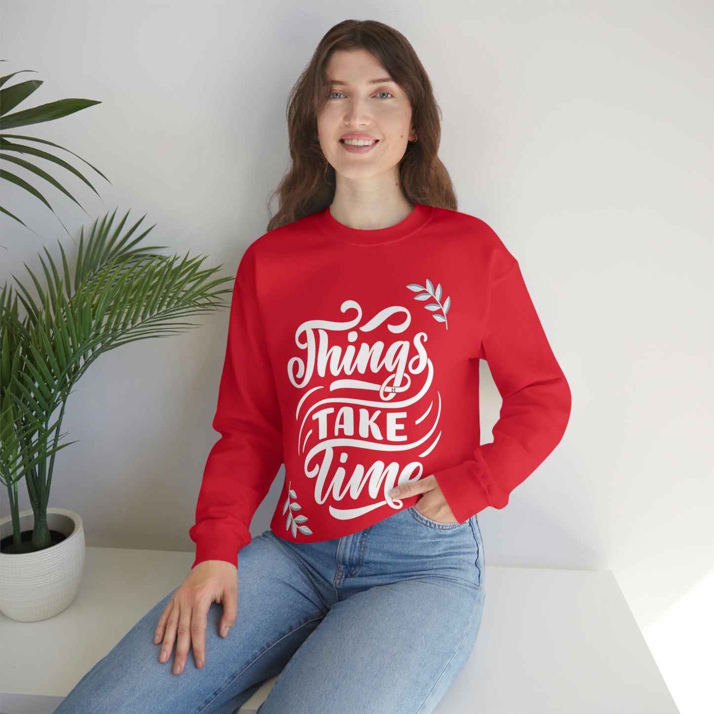Things Take Time (with leaves) Unisex Heavy Blend™ Crewneck Sweatshirt