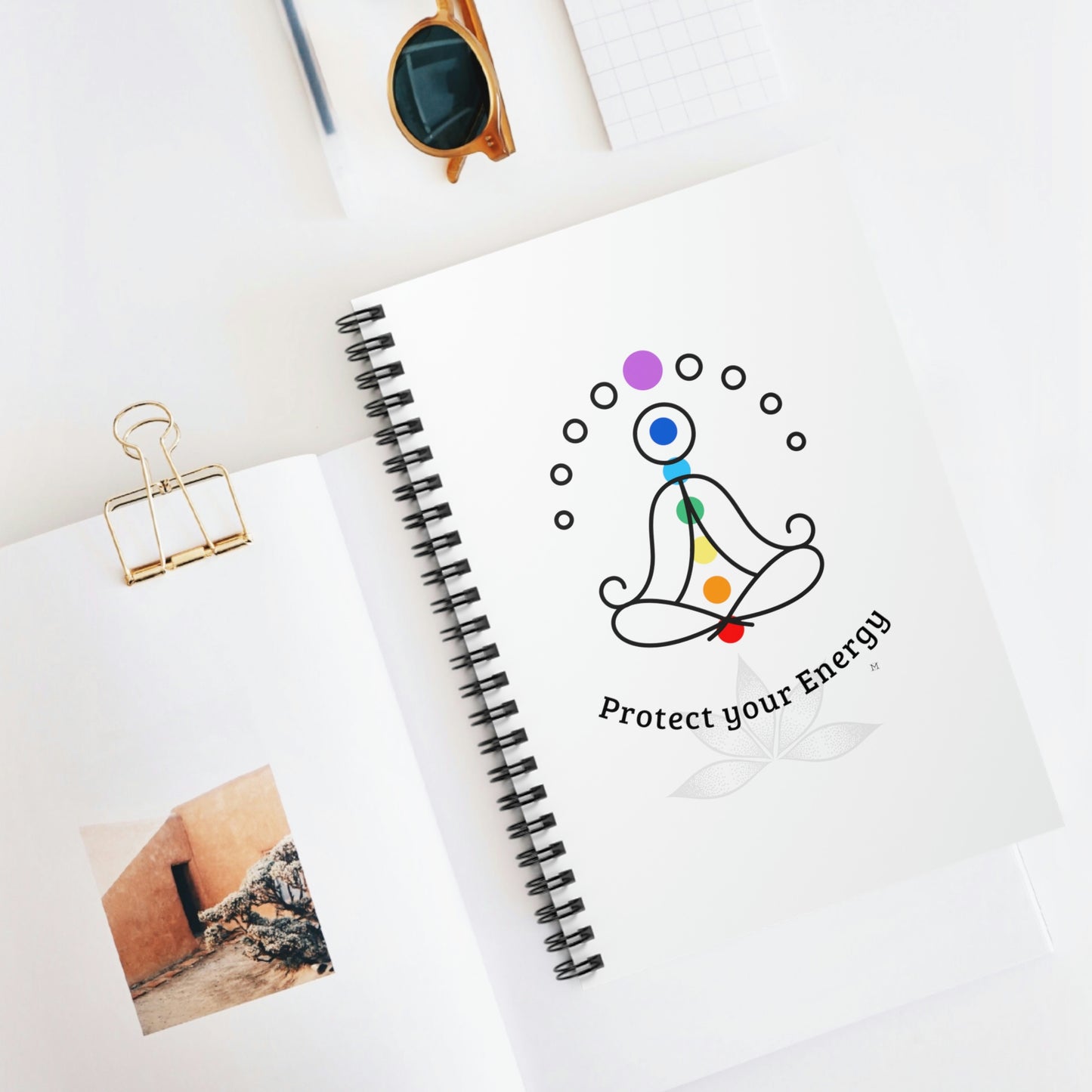 Journal - Protect your Energy Chakras Design - Spiral Notebook - Ruled Line