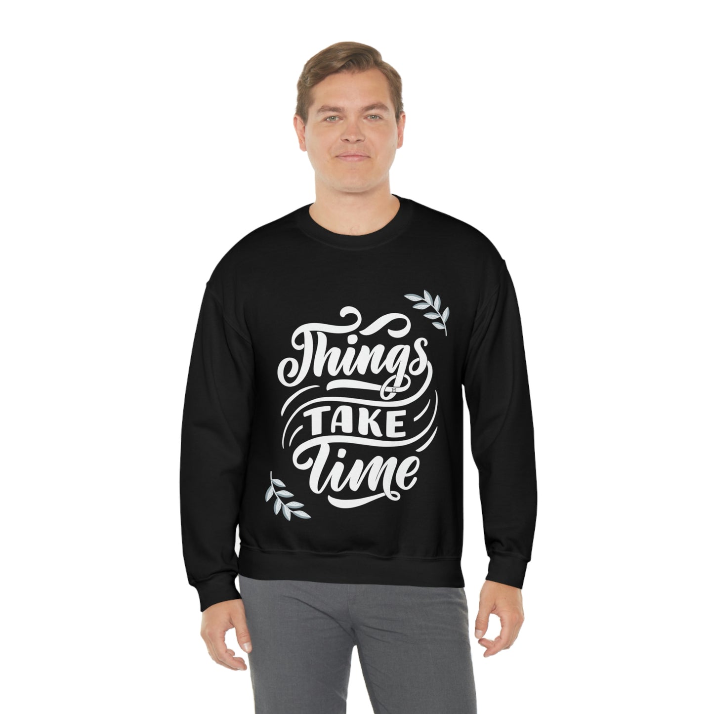Things Take Time (with leaves) Unisex Heavy Blend™ Crewneck Sweatshirt
