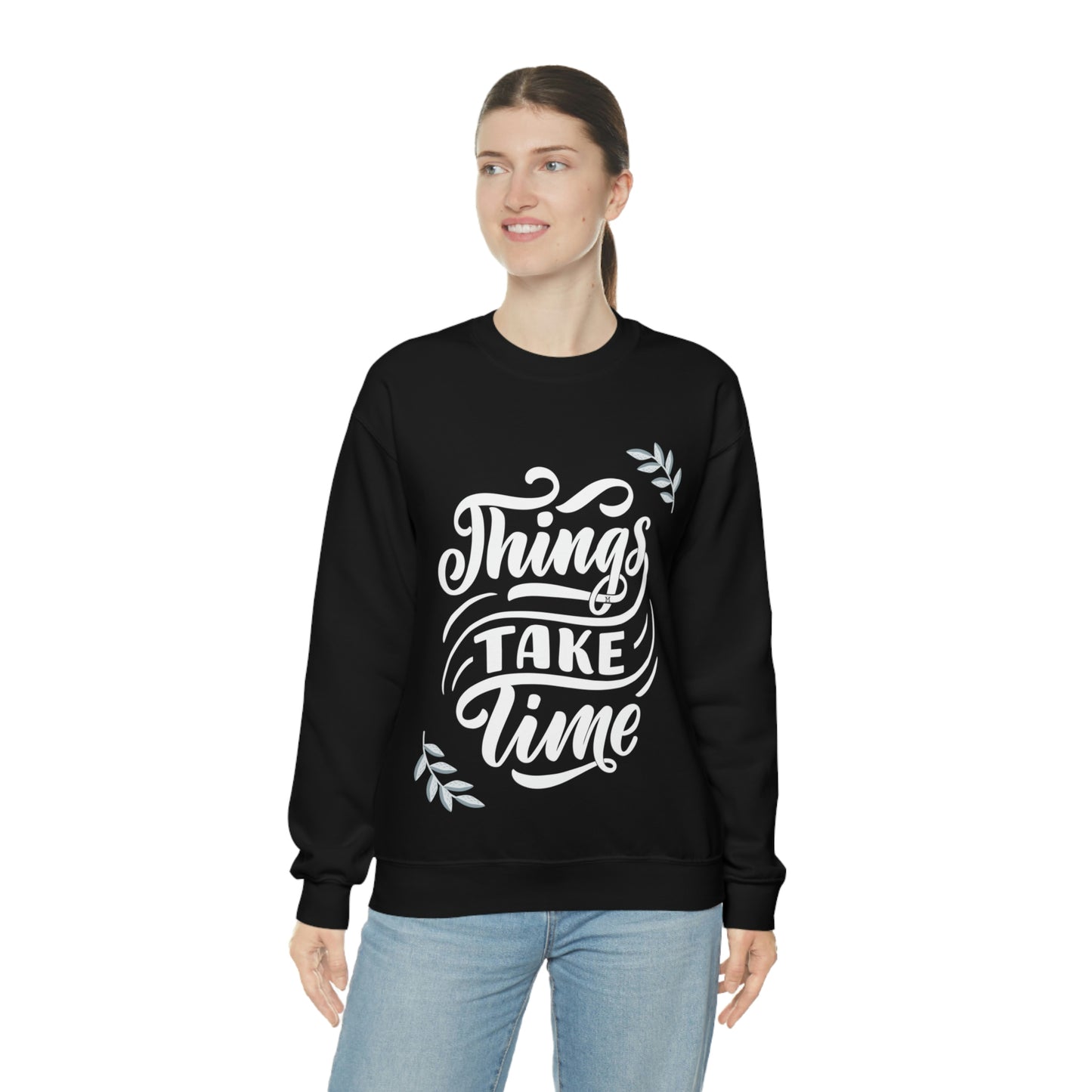 Things Take Time (with leaves) Unisex Heavy Blend™ Crewneck Sweatshirt