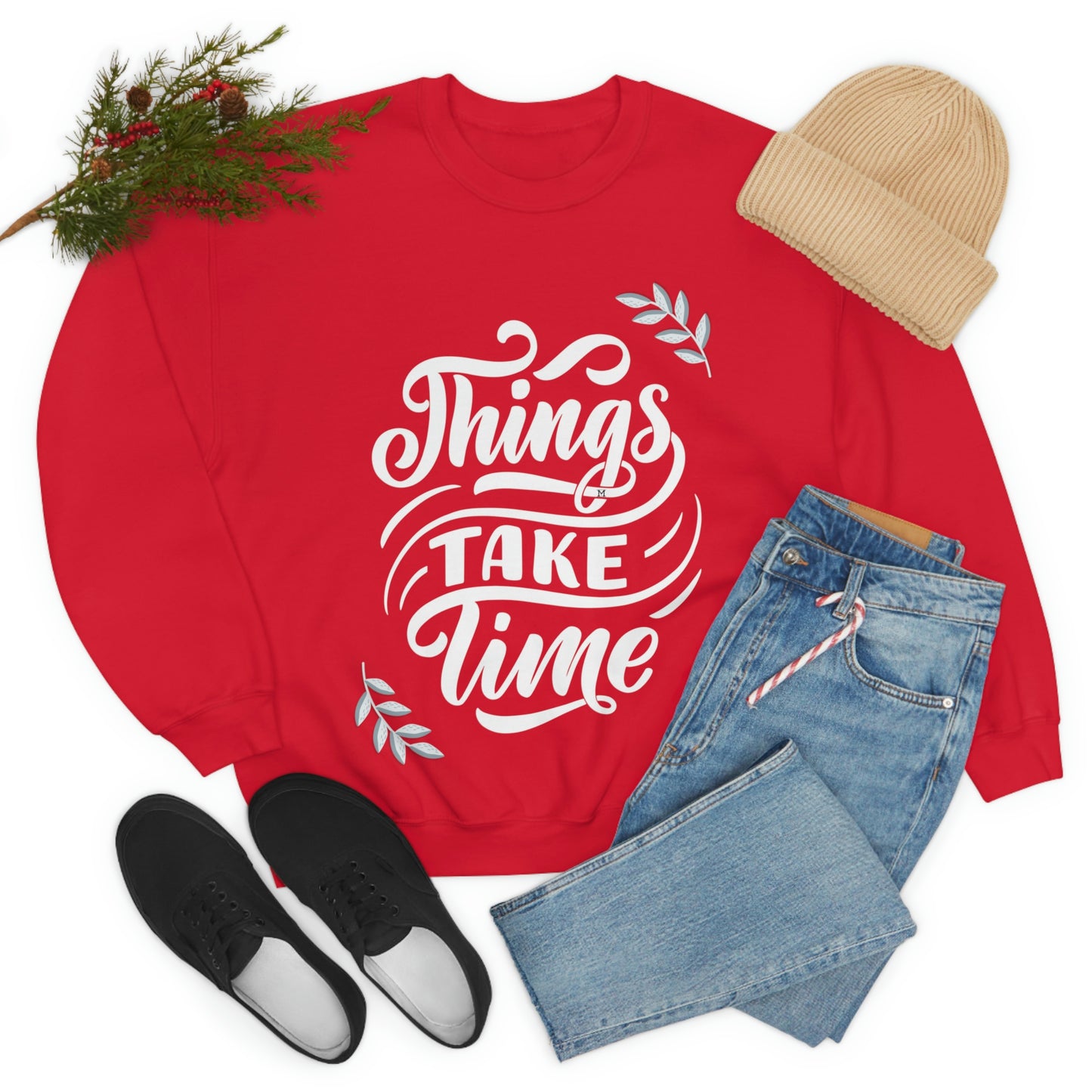 Things Take Time (with leaves) Unisex Heavy Blend™ Crewneck Sweatshirt