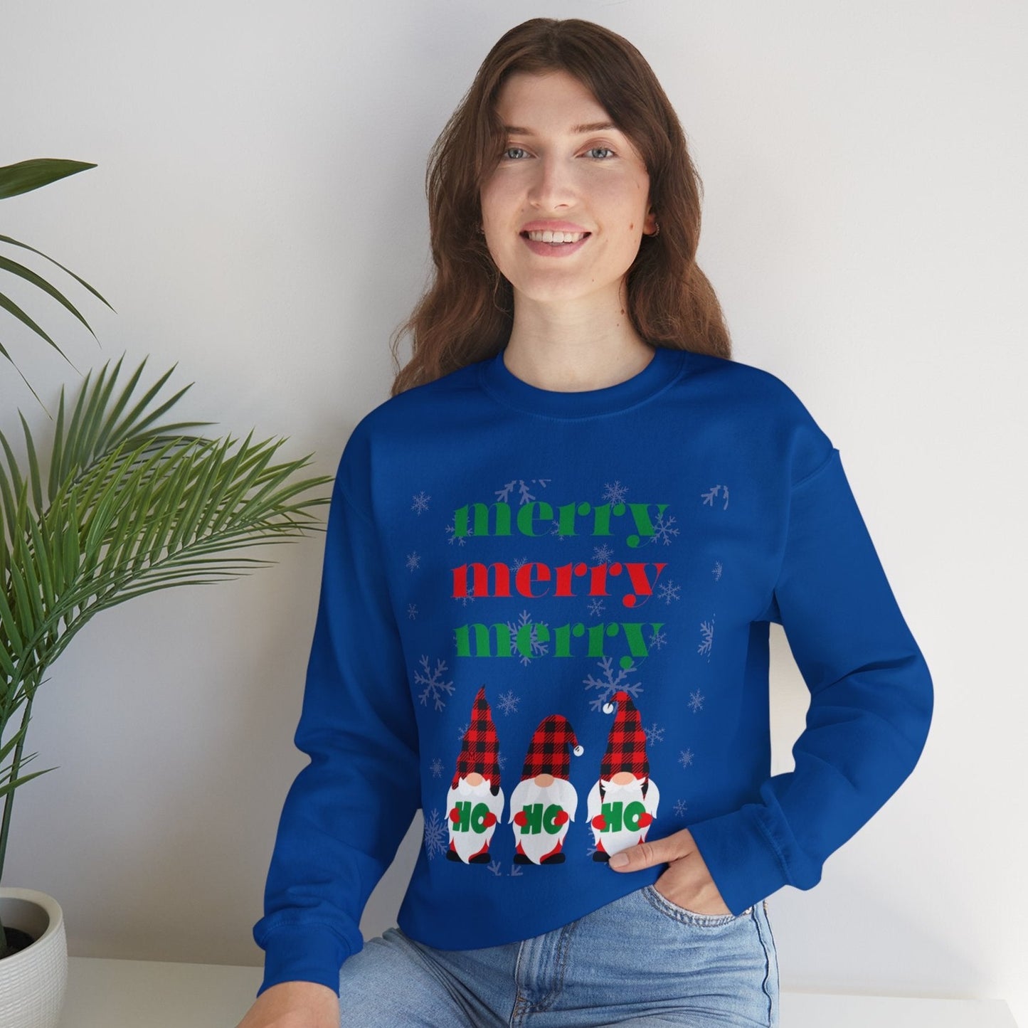 Colorful Christmas Merry Merry Merry Ho Ho Ho Elves by MII Designs Unisex Heavy Blend™ Crewneck Sweatshirt