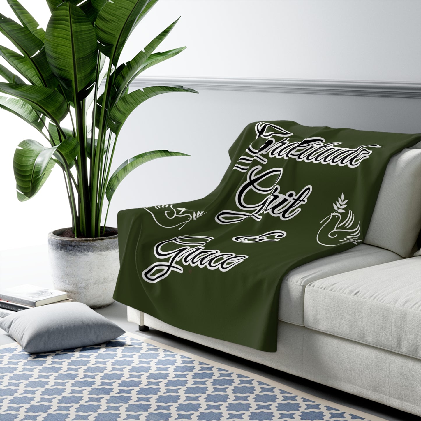 Gratitude Grit and Grace Sherpa Fleece Blanket