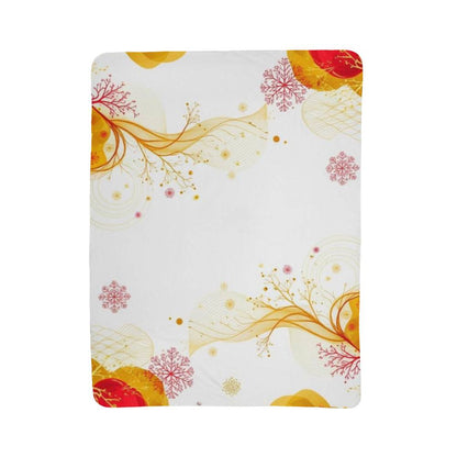 Golds and Reds on Elegant White on our Warmest Sherpa Fleece Blanket in 2 sizes
