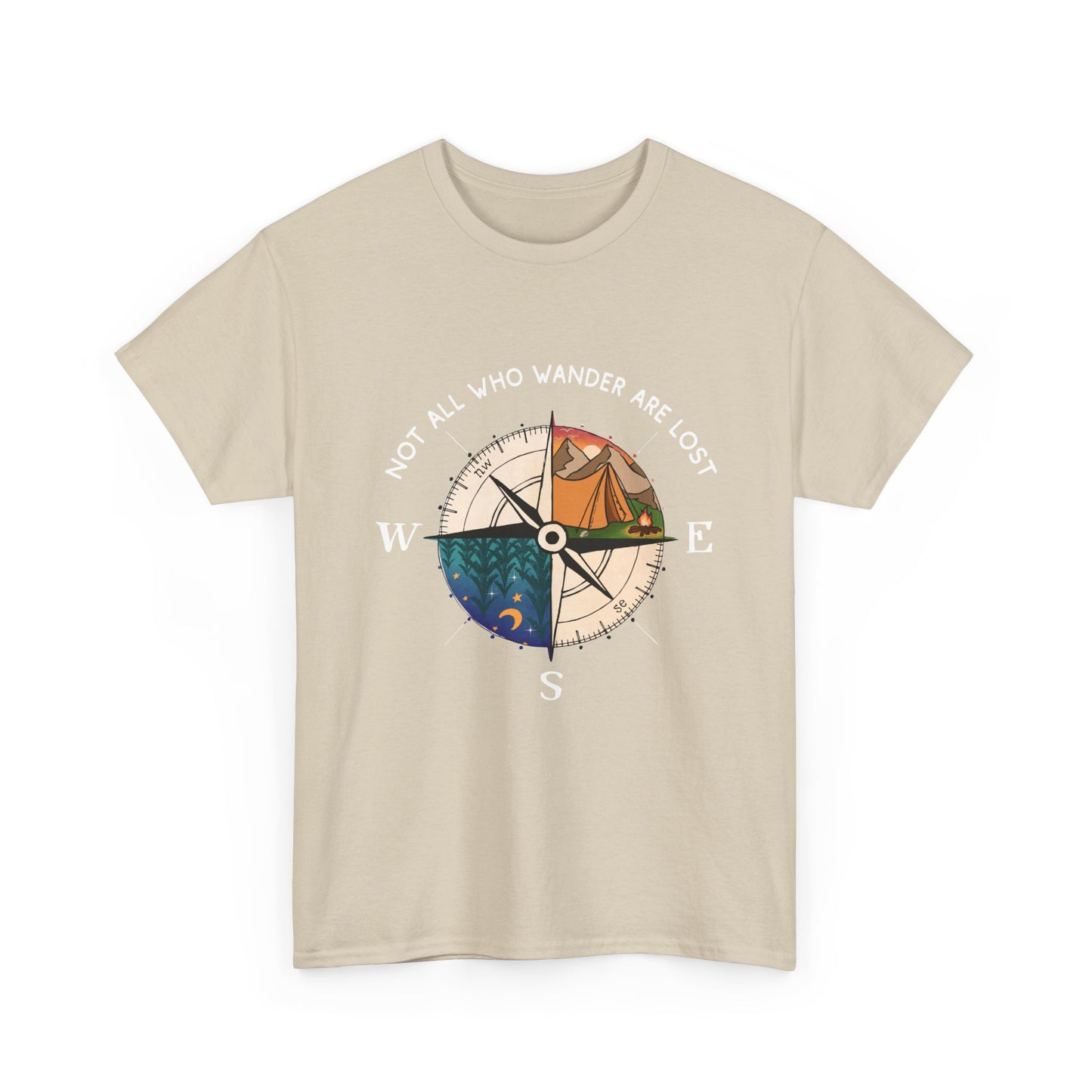 Compass Adventure T-Shirt — "Not All Who Wander Are Lost" Travel Tee Sizes S - 5XL