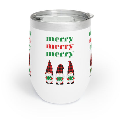 Colorful Christmas Merry Merry Merry Ho Ho Ho Chill Wine Tumbler by MII Designs 2