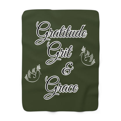 Gratitude Grit and Grace Sherpa Fleece Blanket