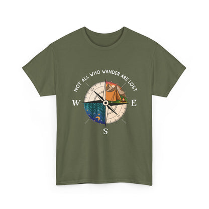 Compass Adventure T-Shirt — "Not All Who Wander Are Lost" Travel Tee Sizes S - 5XL