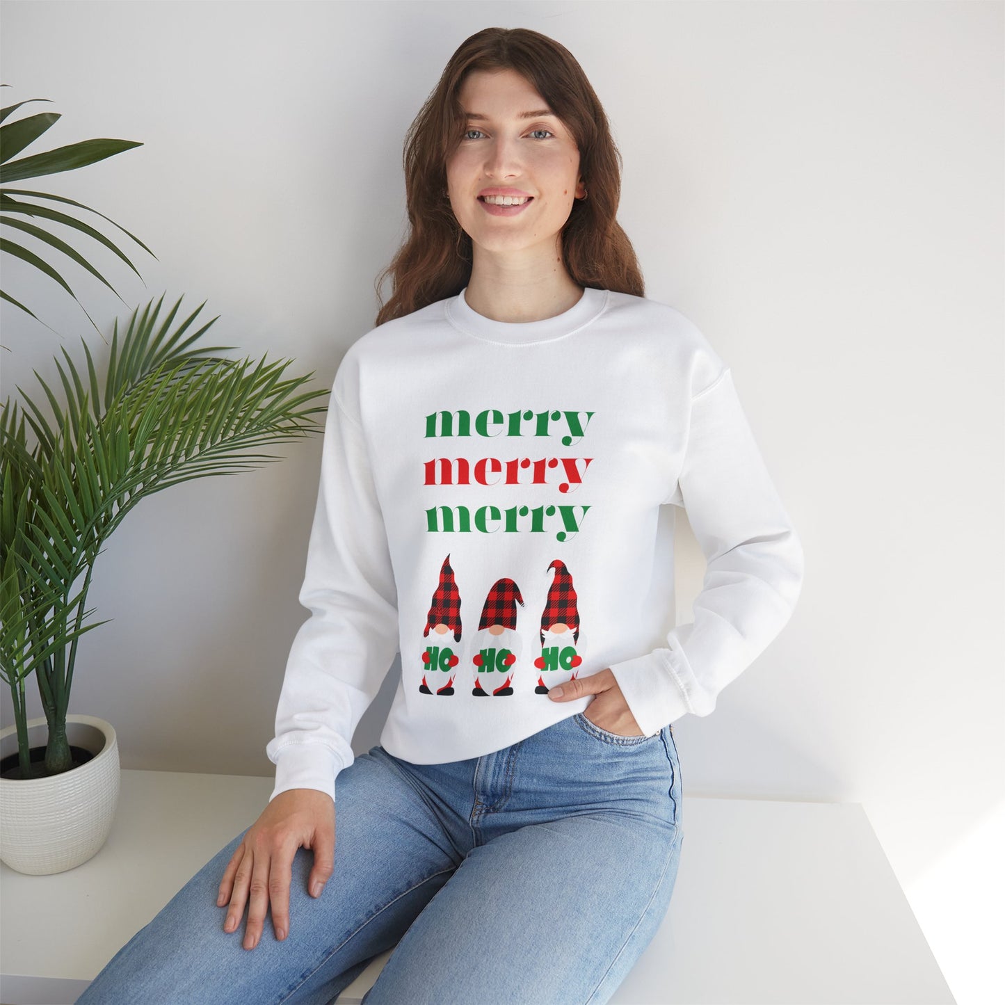 Colorful Christmas Merry Merry Merry Ho Ho Ho Elves by MII Designs Unisex Heavy Blend™ Crewneck Sweatshirt