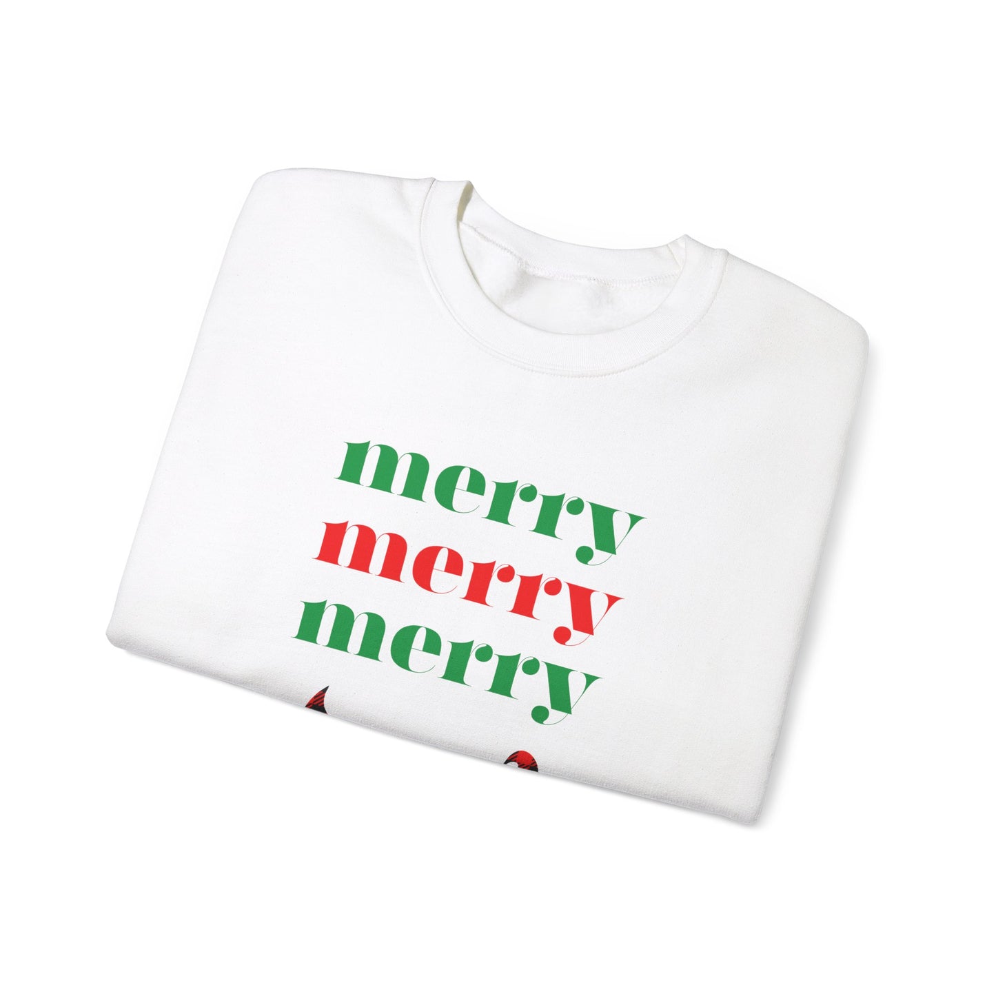 Colorful Christmas Merry Merry Merry Ho Ho Ho Elves by MII Designs Unisex Heavy Blend™ Crewneck Sweatshirt