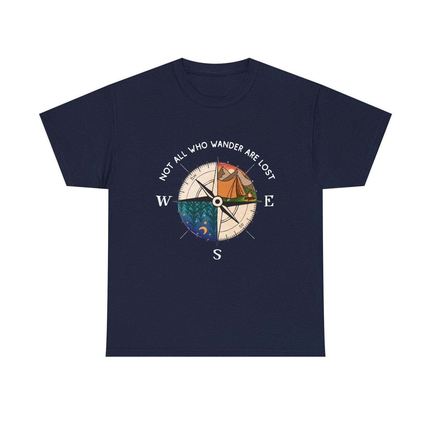 Compass Adventure T-Shirt — "Not All Who Wander Are Lost" Travel Tee Sizes S - 5XL