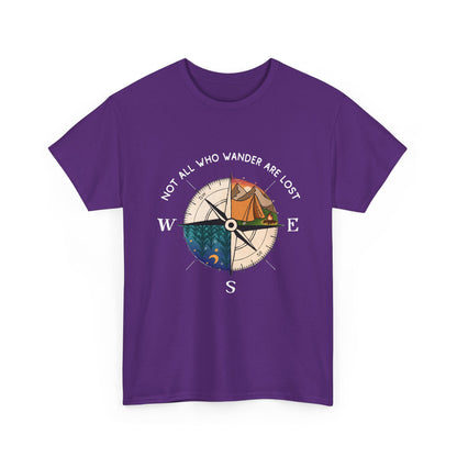 Compass Adventure T-Shirt — "Not All Who Wander Are Lost" Travel Tee Sizes S - 5XL