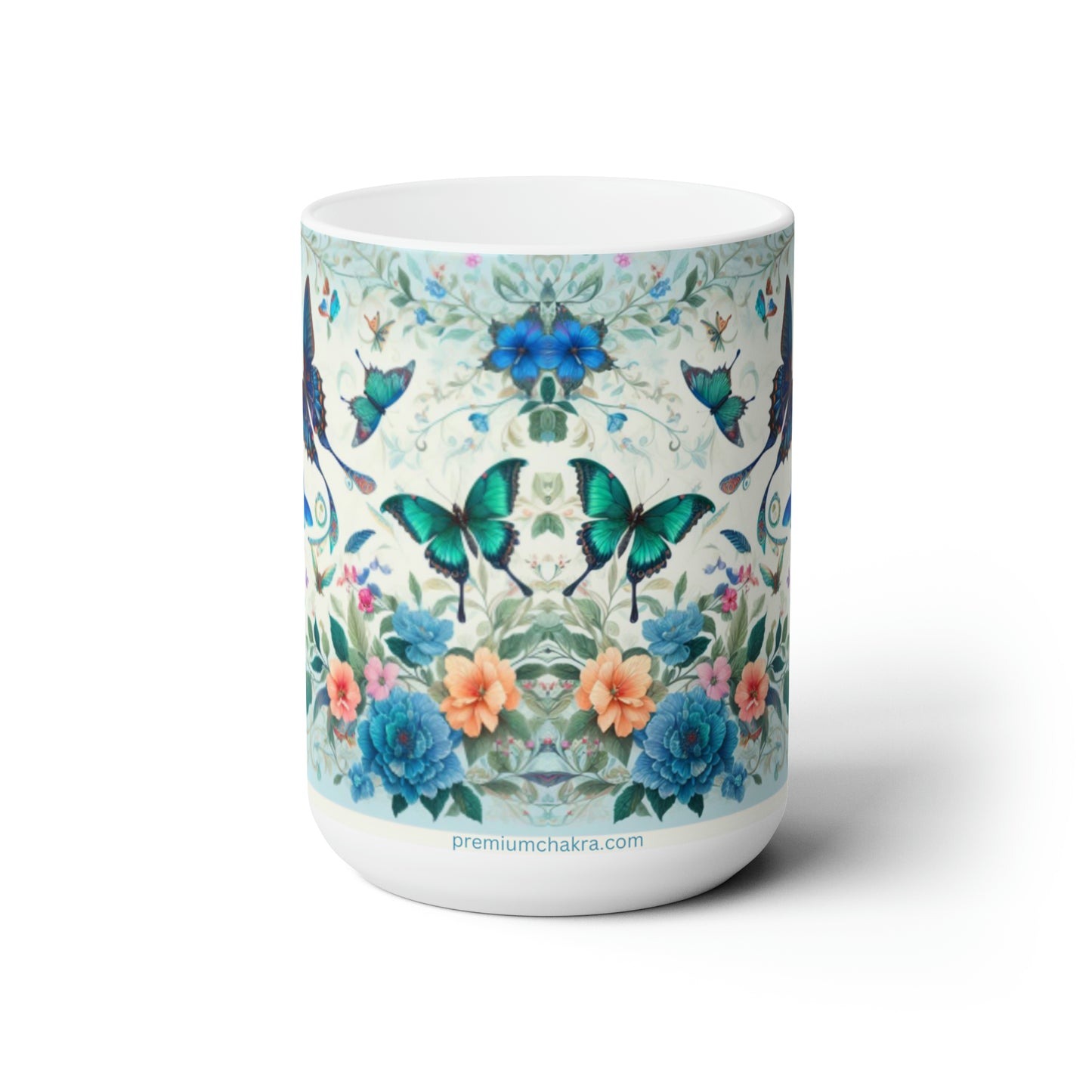 Butterflies Hummingbirds Flowers Beautiful Floral Ceramic Mug 15oz Great Gift Idea from Premium Chakra Designs Microwave and Dishwasher Safe