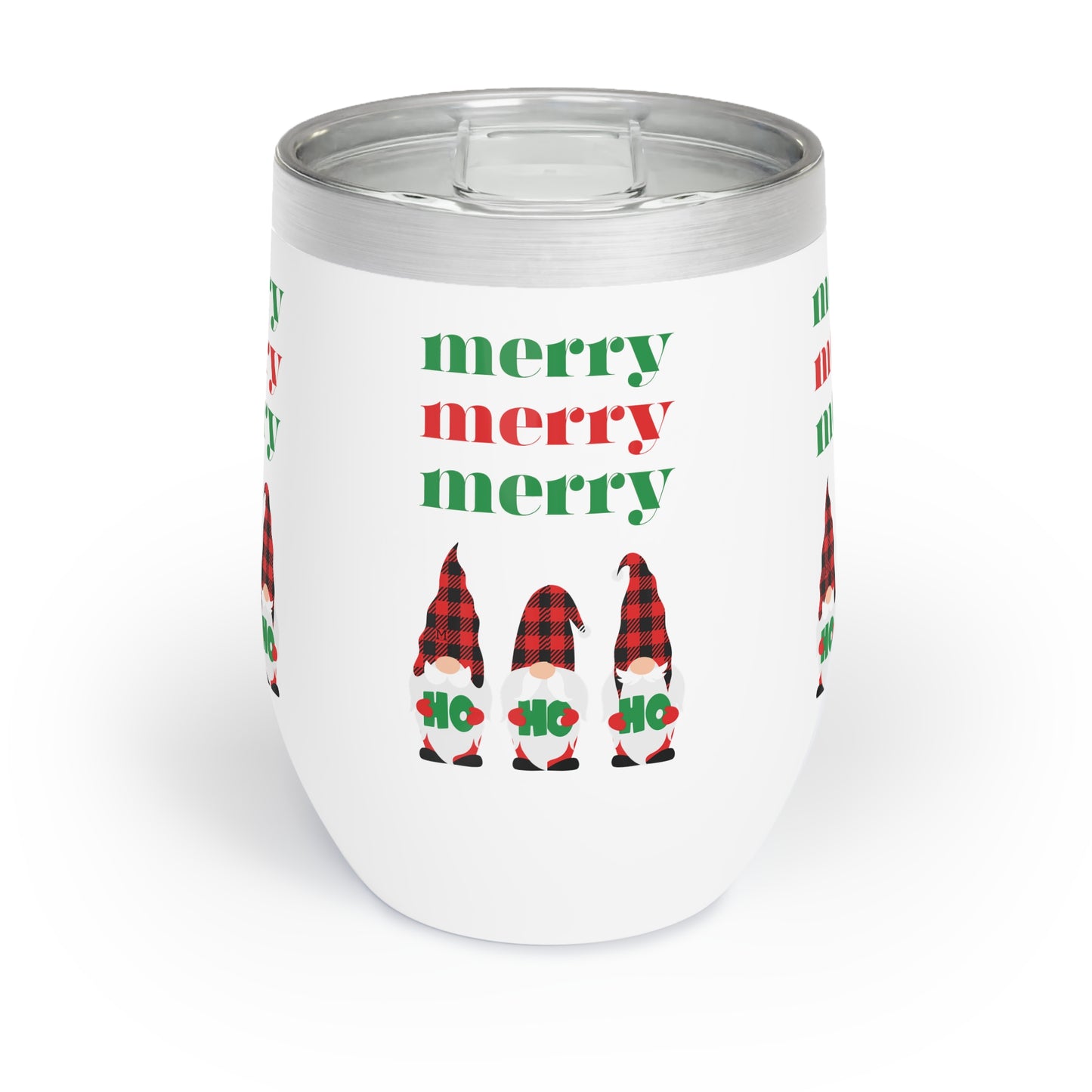 Colorful Christmas Merry Merry Merry Ho Ho Ho Chill Wine Tumbler by MII Designs 2