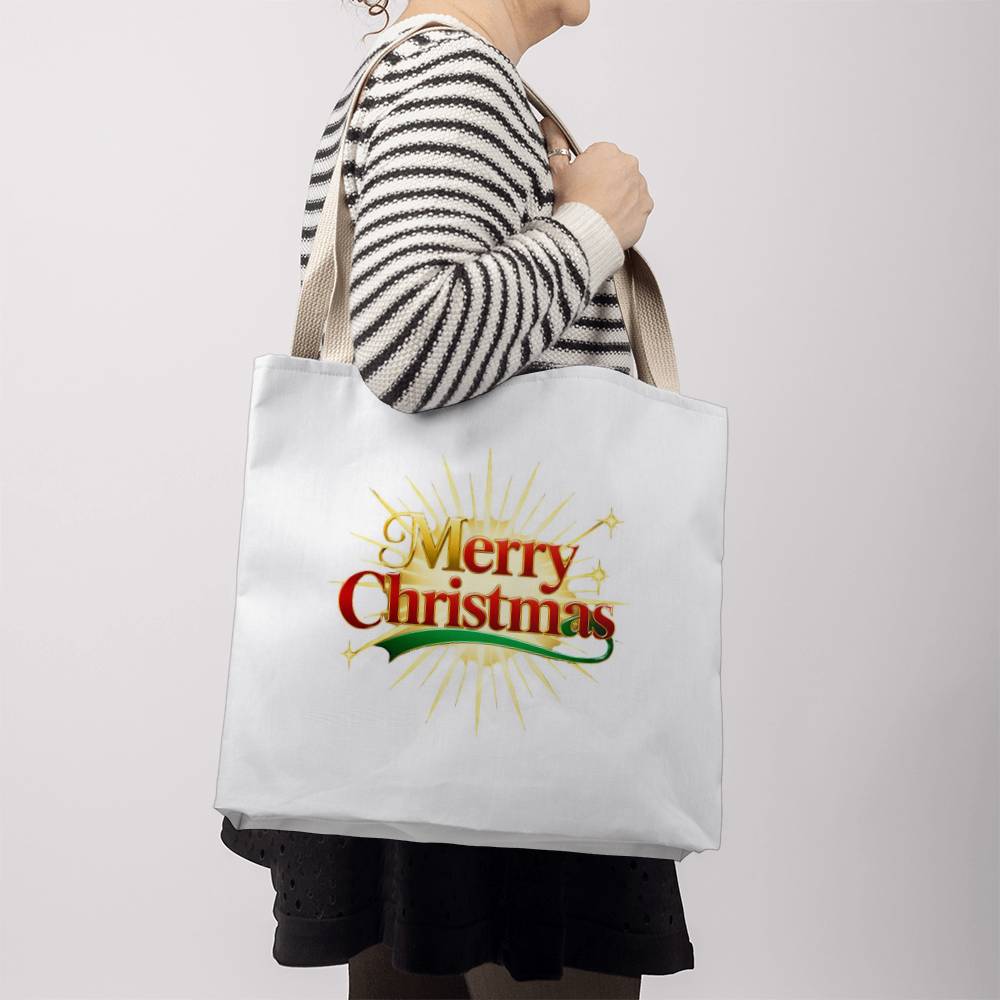 Merry Christmas Classic Tote Bag in 3 sizes and your choice of 5 handle colors