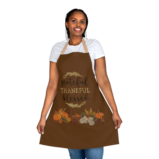 Grateful Thankful Blessed Holiday Fall Thanksgiving Autumn Apron by PC Designs