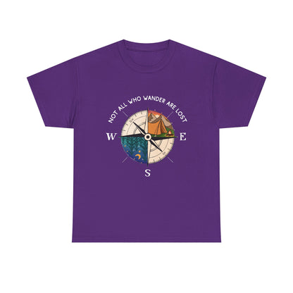 Compass Adventure T-Shirt — "Not All Who Wander Are Lost" Travel Tee Sizes S - 5XL