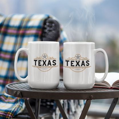 Texas Star Black White Gold Design on White Ceramic Mug Multiple Variants