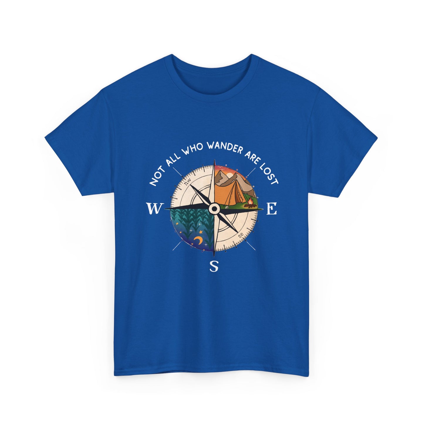 Compass Adventure T-Shirt — "Not All Who Wander Are Lost" Travel Tee Sizes S - 5XL