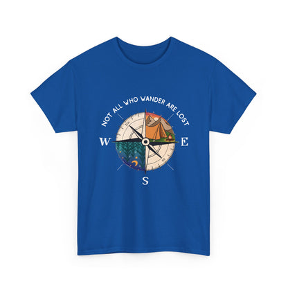 Compass Adventure T-Shirt — "Not All Who Wander Are Lost" Travel Tee Sizes S - 5XL