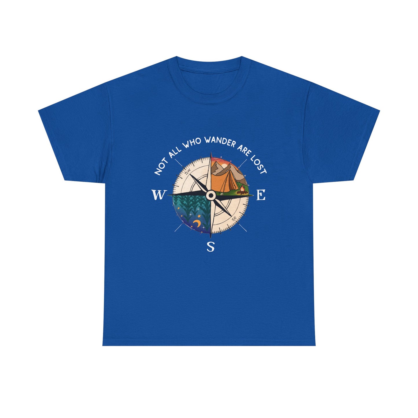 Compass Adventure T-Shirt — "Not All Who Wander Are Lost" Travel Tee Sizes S - 5XL